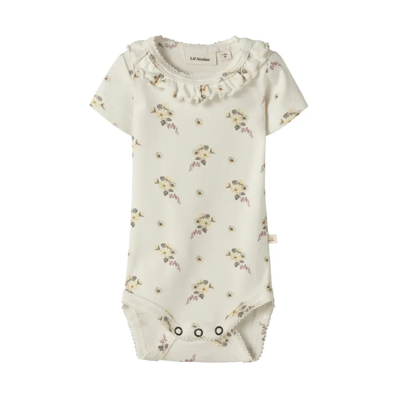 Lil’ Atelier Flower Babybody - Größe 74 - Coconut Milk