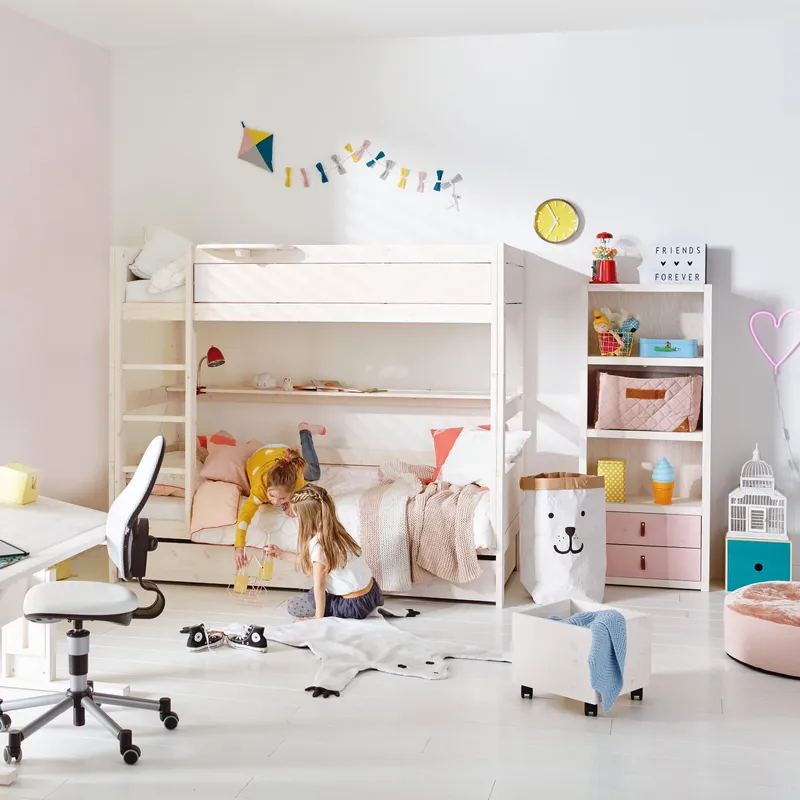 LIFETIME Kidsrooms Stockbett mit gerader Leiter, Whitewash
