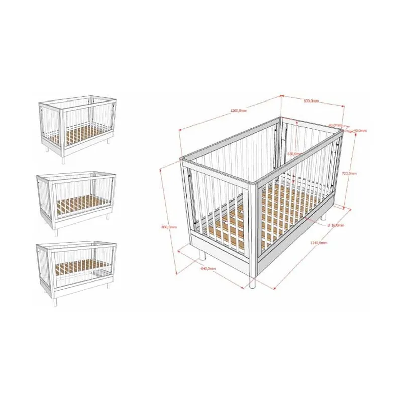 Vipack Babybett - Forrest Beech- 60 x 120 cm - Weiß
