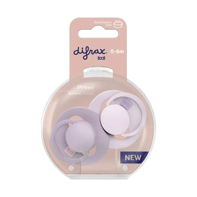 Difrax Dynamic Lovi Prime Schnuller – 0-6M – 2 Stk. - Lila/Violett