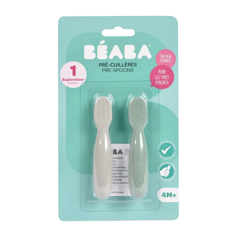Beaba Übungslöffel – Silikon – 2er Set - Grün