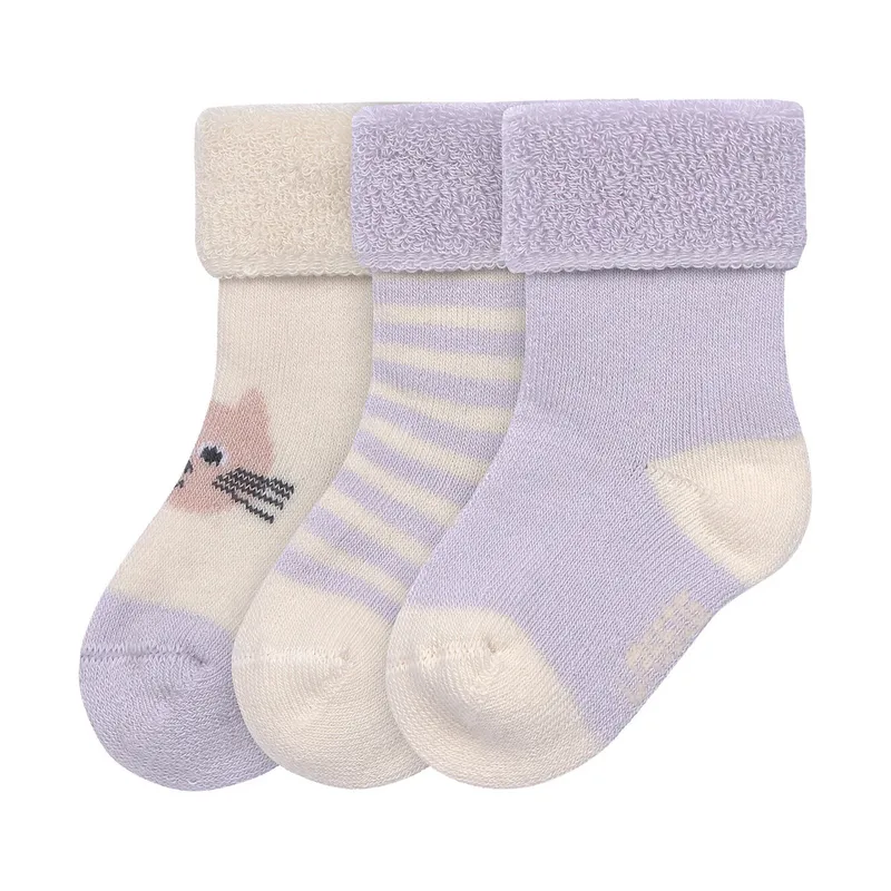 Lässig Frotteesocken GOTS 3er-Pack – Cat– Größe 15–18