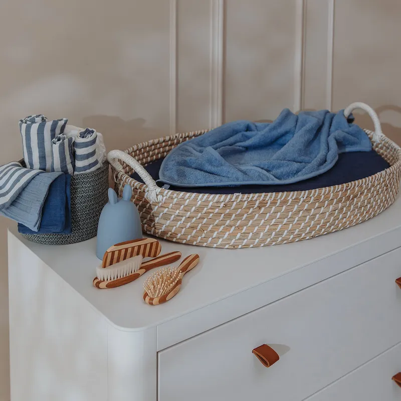 Meyco Baby Fat Stripe Waschlappen - 2 Stück - Pre-washed Musselin - Jeans Blue