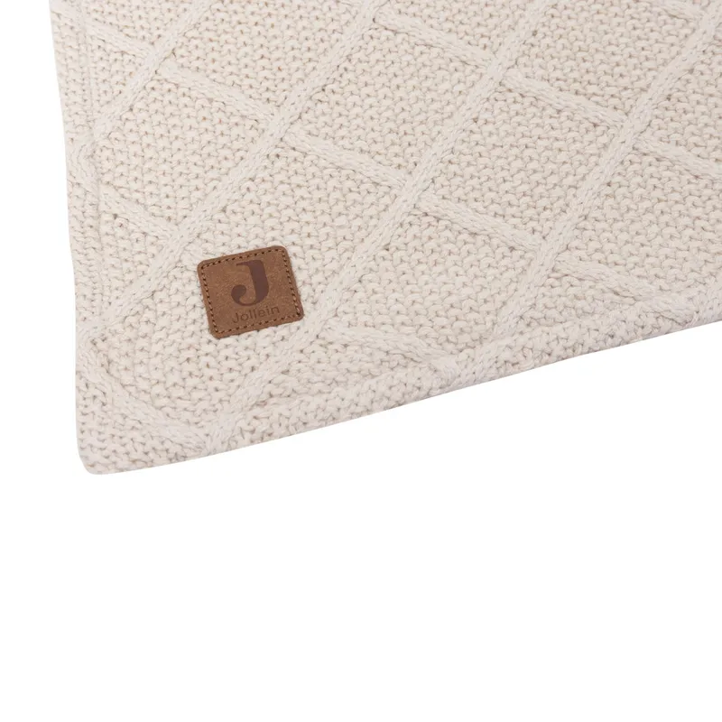 Jollein Check Knit Babydecke 75 x 100 cm - Oatmeal / Teddy Fleece