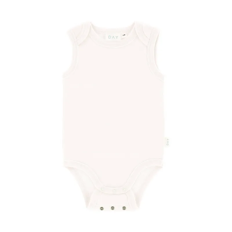 DAY Babybody Mitwachsend Ärmellos - Off White - Gr. 62/68