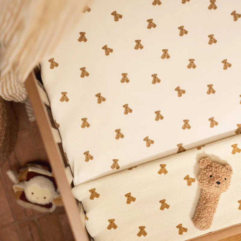 Jollein Spannbettlaken - 70/75x140/150 cm - Jersey - Mini Teddy Bear