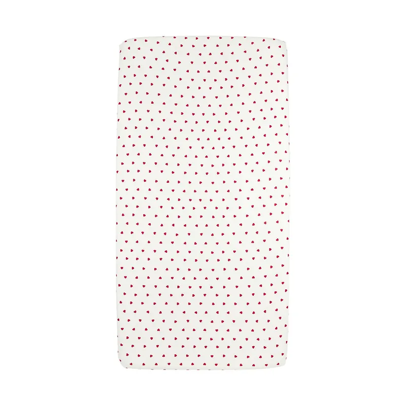 Meyco Spannbettlaken Print - Jersey - Sweet Heart - White/Red - 40 x 80/90 cm