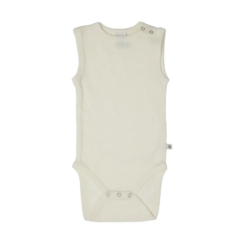 Smallstuff Ärmelloser Babybody - Größe 56 - Merinowolle - Off White