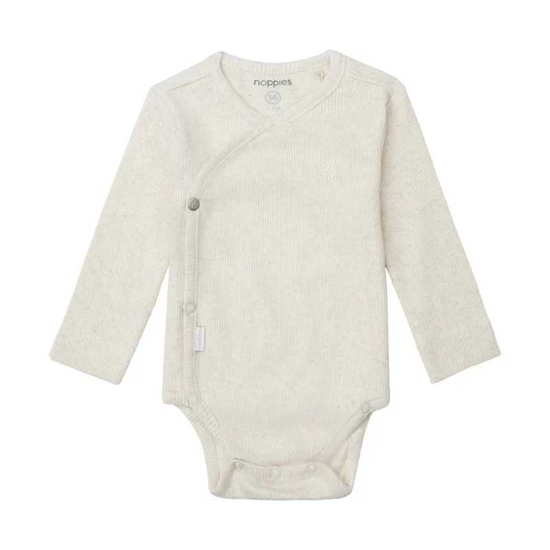 Noppies Nino Wickelbody - Ripp - Oatmeal - Gr. 56