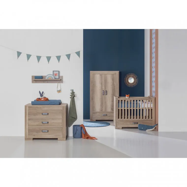 Kidsmill Brent Babybett mit Schublade Oldwood 70 x 140 cm