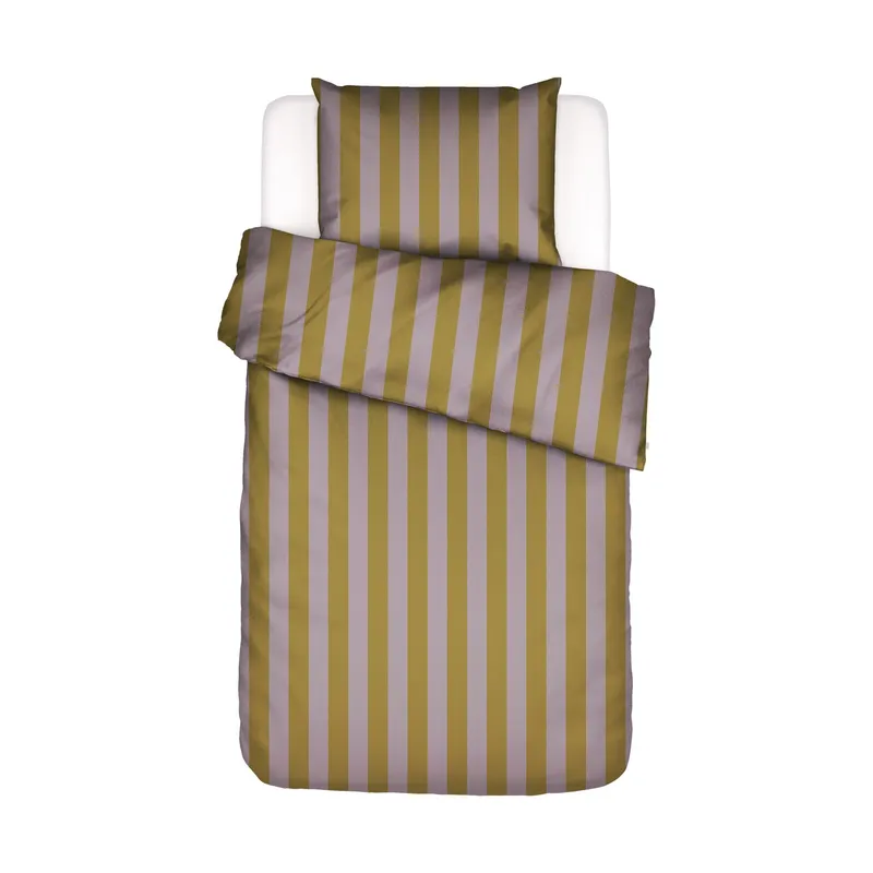 Essenza Home Minte Stripe Bettbezug - 200x220 + 60x70 cm - Pale Purple/Olive