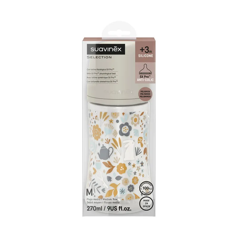 Suavinex Babyflasche - SX Pro - Wonderland - Medium Flow - 270ml - Beige