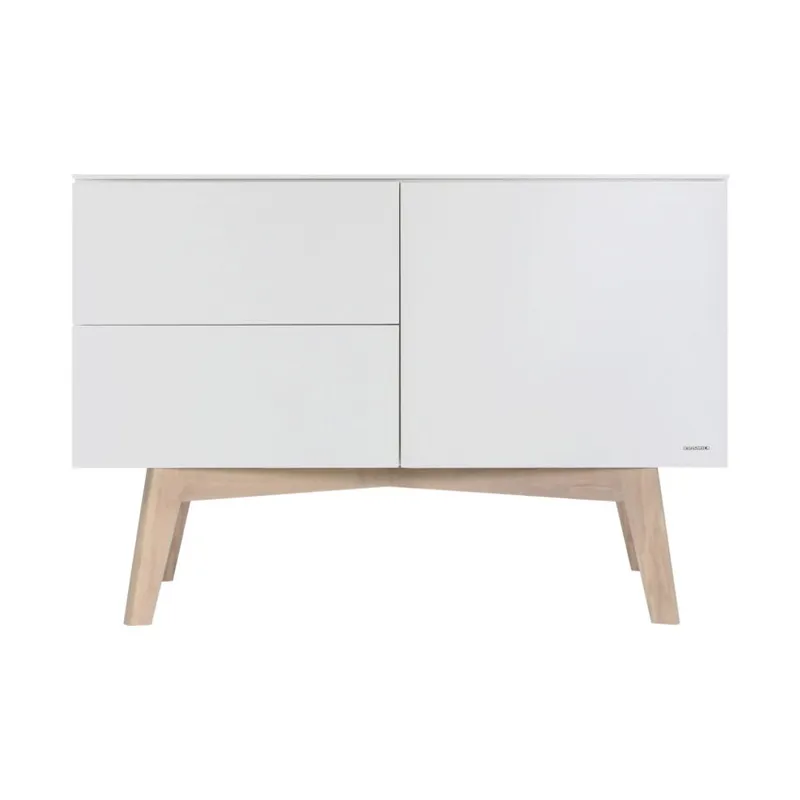  Kidsmill Sixties Babyzimmer Mattweiß / Natur | Bett 60 x 120 cm + Kommode + Schrank 2-türig