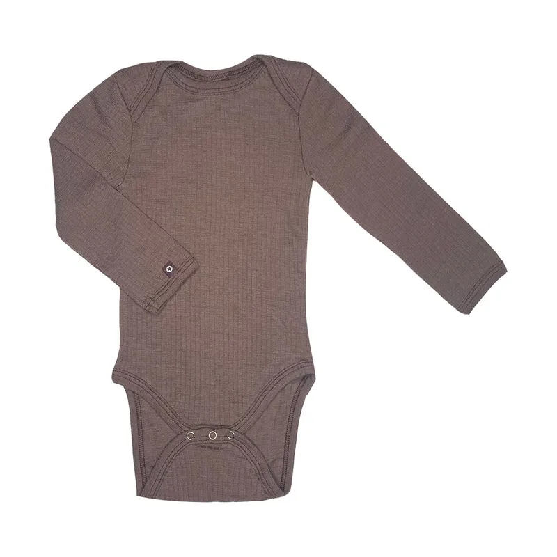 Smallstuff Babybody Langarm - Größe 62 - Merino Wolle - Rose Brown