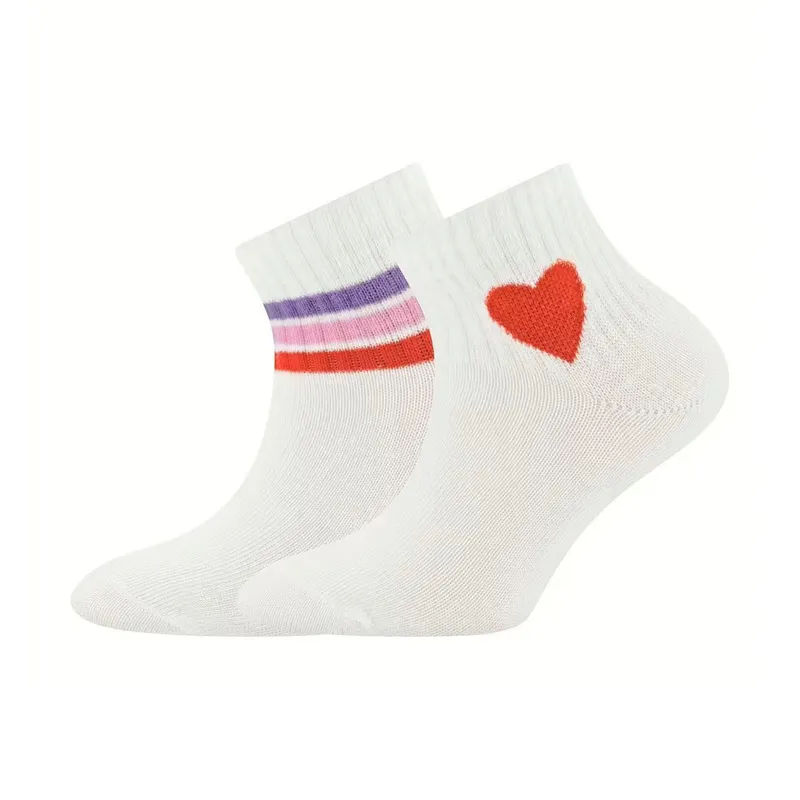 Ewers Tennissocken – 2er-Pack Knöchelhoch Herzchen – Größe 23/26