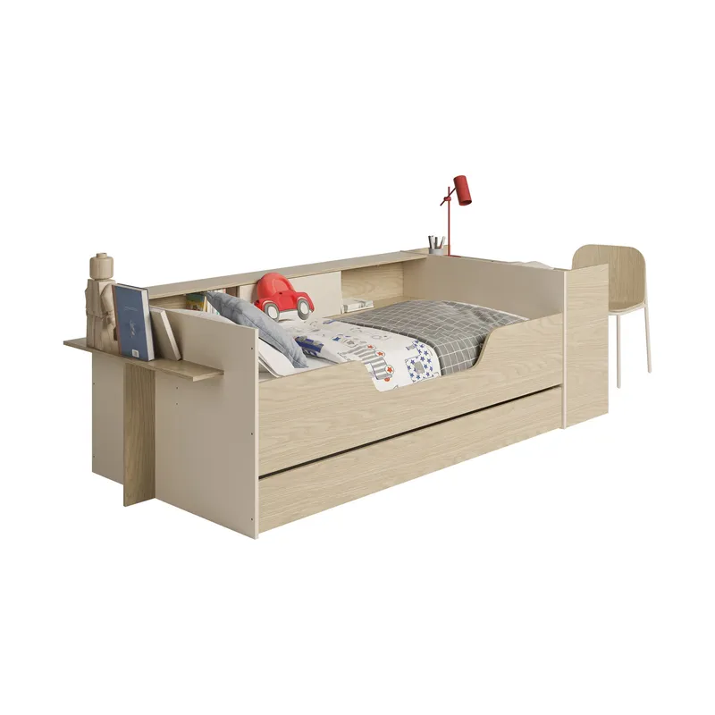 Gami BAYA Bett mit Schreibtisch – 90 x 200 cm – Natur