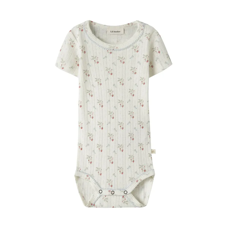 Lil’ Atelier Strawberry Babybody - Größe 62 - Coconut Milk