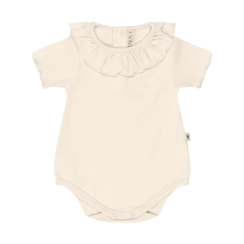 UAUA Ruffle Babybody Kurzarm - 6-9 Monate - Crema