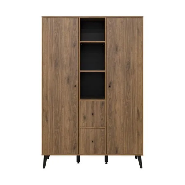 Bopita Zara Babyzimmer Walnuss | Bett 70 x 140 cm + Kommode XL + 2-türiger Kleiderschrank XL