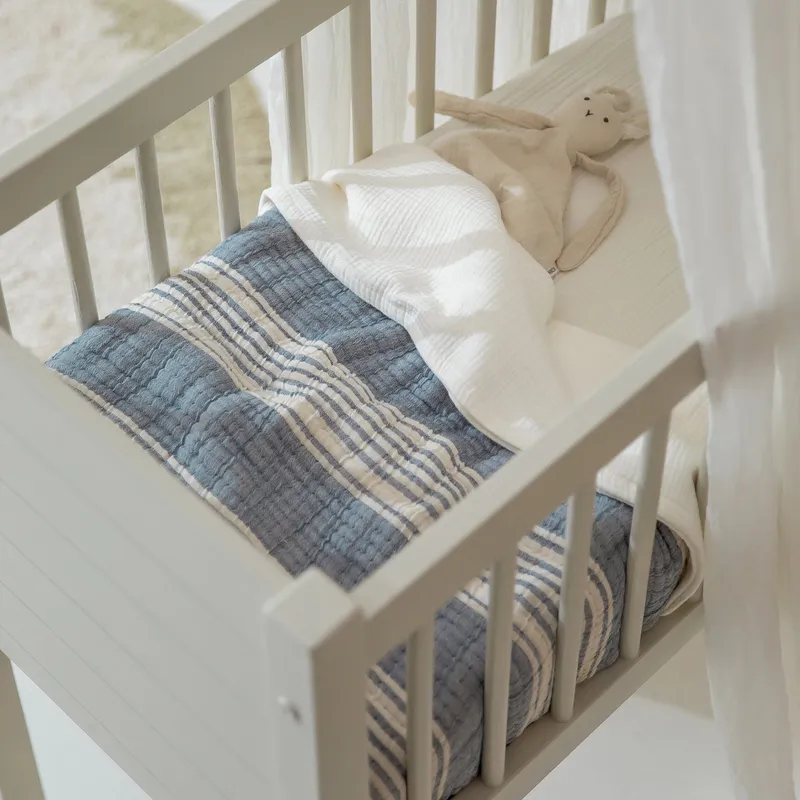 Meyco Babydecke - Hydrophile Jacquard Stripe - Indigo - 75x100 cm
