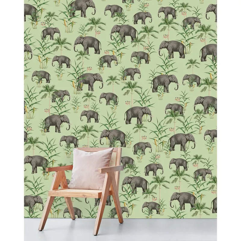 Creative Lab Amsterdam Oscar The Elephant Green Tapete 400 x 280 cm