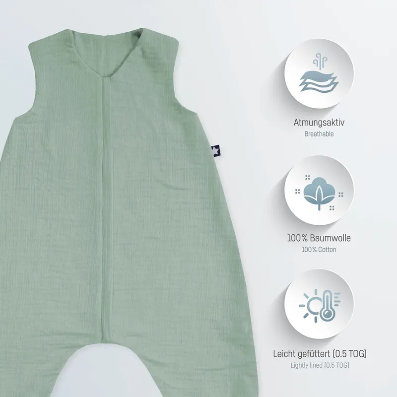 Julius Zöllner Muslin Jumper Schlafoverall - Grün - Größe 92