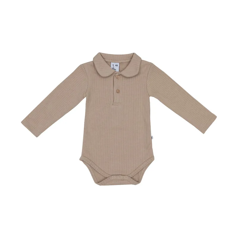 Klein Baby Polo Babybody Ripp - Größe 68 - Filipe Beige