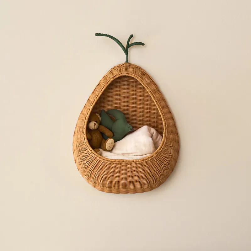 Ferm Living geflochtener Aufbewahrungskorb Birne– Natur