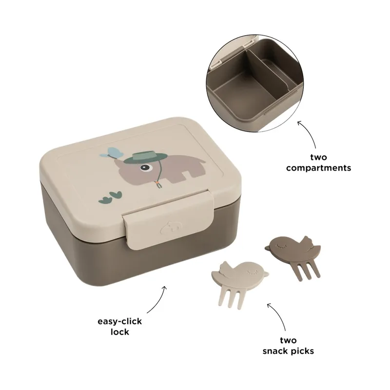 Done By Deer Lunchbox mit Snack-Spießen – Tiny Farm - Sand