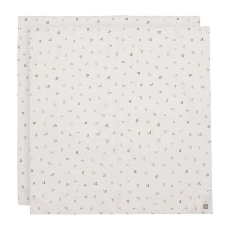 Jollein Hydrophiles Tuch - Animal Friends - Large - 115x115 cm - 2 Stück