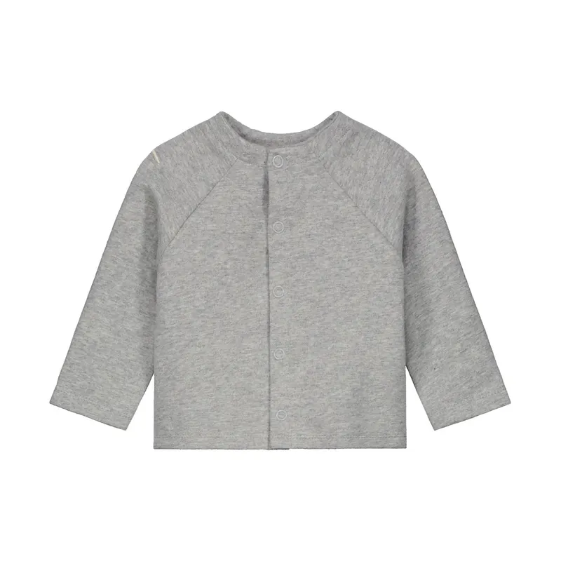 Gray Label Baby Raglan Cardigan GOTS - Grey Melange - 0‑3M