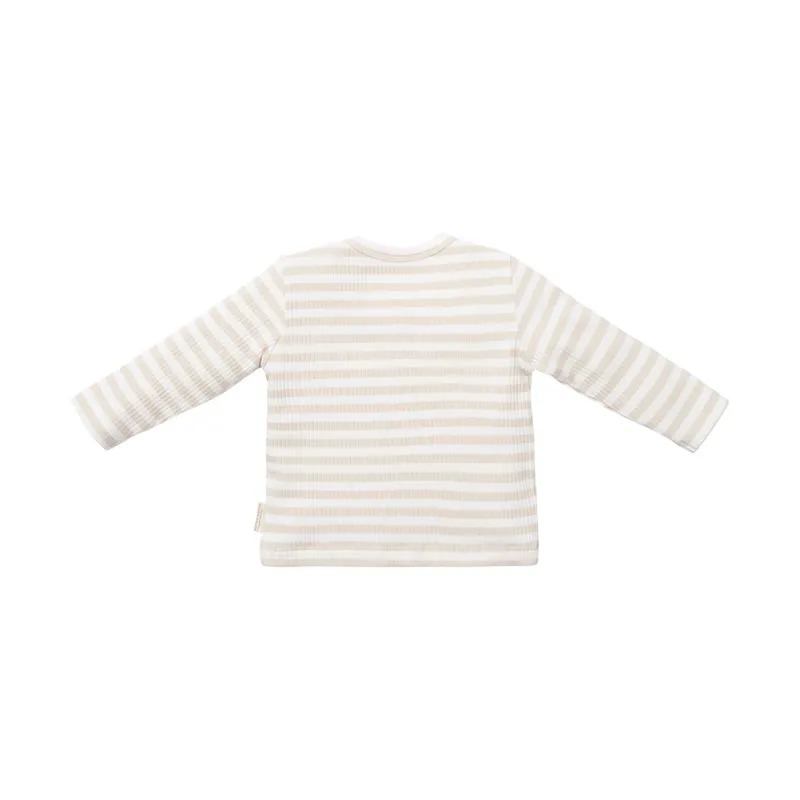 Little Dutch Stripe T-shirt - Langarm - Gr. 74 – Sand / Weiß