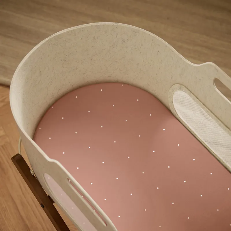Snuz Moses Basket Spannbettlaken - Twin Pack - Blush Dot