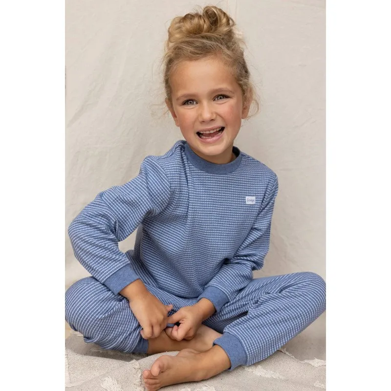 Feetje Waffel Pyjama - Blue Melange - Gr. 56
