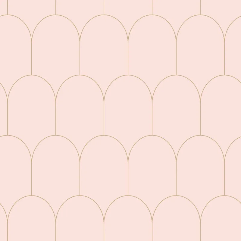 Estahome Art Deco Motivtapete V - 0,53 x 10,05 m - Zartrosa/ Gold