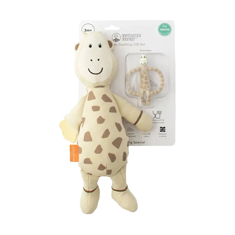 Matchstick Monkey Giftset Kuscheltier und Beißring - Giraffe