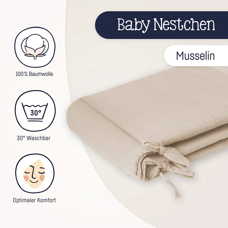 Julius Zöllner Muslin Bumper - Sand - 180×35 cm