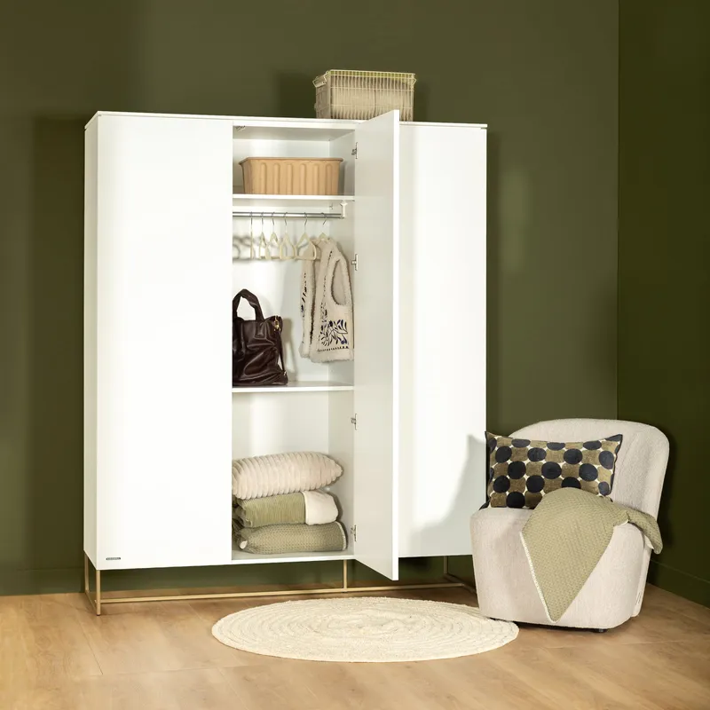 Kidsmill Intense II Schrank mit 3 Türen - Weiß / Patiniertes Messing