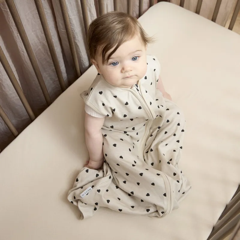 Meyco Baby Sommerschlafsack - Sweet Heart - 70 cm - Soft Sand/Black