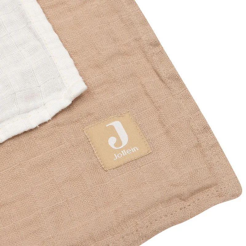Jollein Hydrophiles Tuch - Groß - 2 Stück - 115 x 115 cm - Biscuit/Ivory