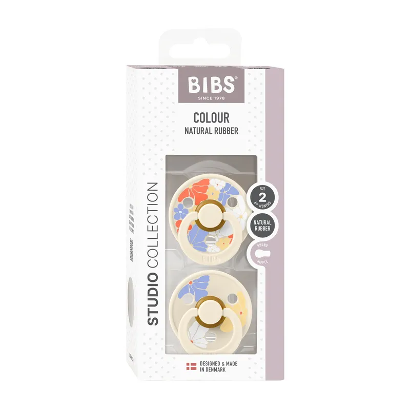 BiBs Studio Morning Bloom Schnuller - 6-18 Monate - 2 Stück - Elfenbein