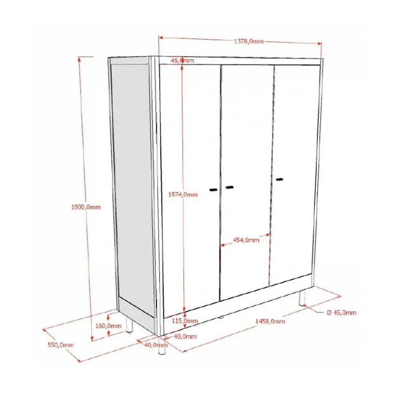 Vipack 3-türiger Kleiderschrank – Forrest Oak