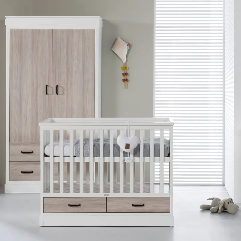 Kidsmill Newport Babybett Weiß / Eiche 70 x 140 cm