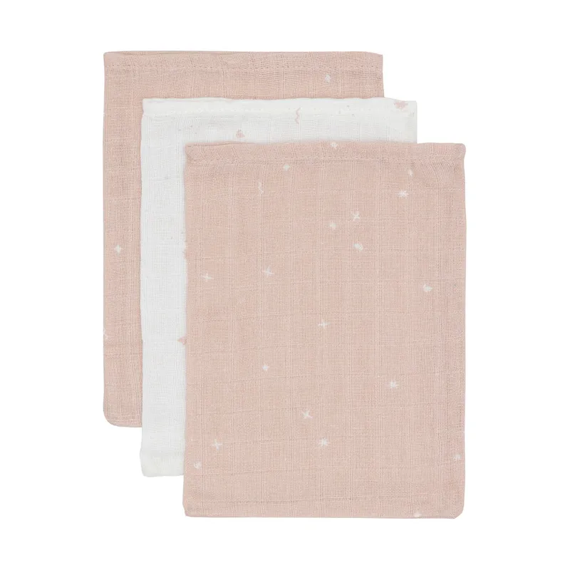 Jollein Twinkling Waschlappen - 3 Pack - 15 x 20 cm - Hydrophil - Wild Rose