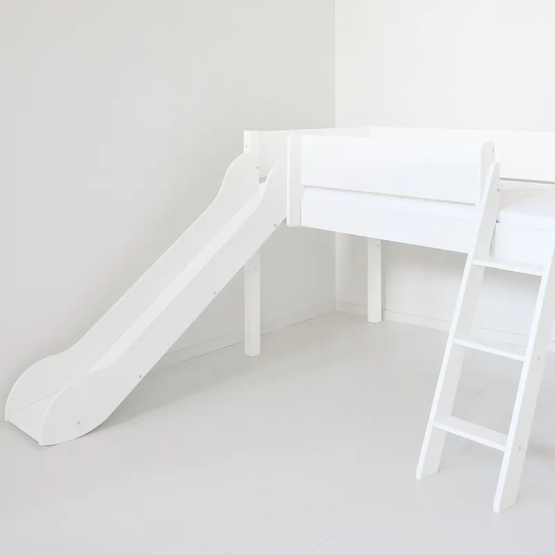Manis-h Halbhohes Bett - VILDE - 90 x 160 cm - Inklusive Rutsche und Leiter