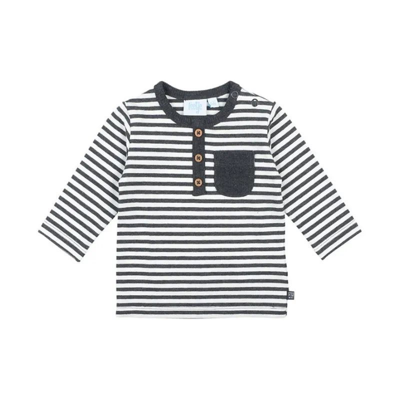 Feetje Mini Person Streifen-T-Shirt, Anthrazite meliert, Gr. 74