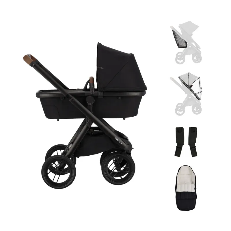 Dubatti One E6 2-in-1 Kinderwagen Black/Dark Brown - Pitch Black