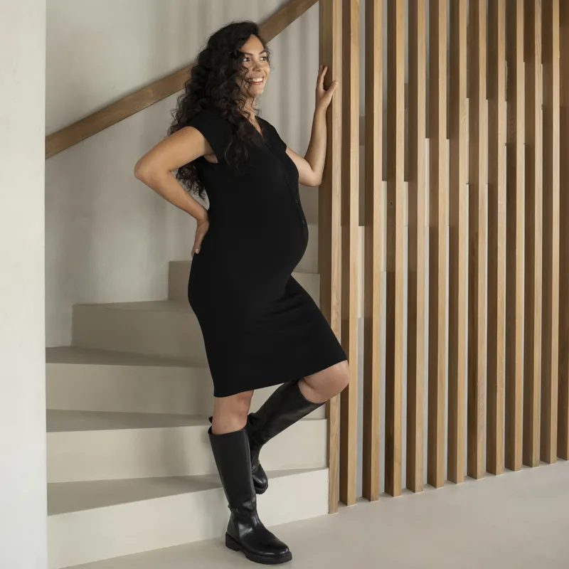 Geburtskleid Bamboo Rib - M / L - Black