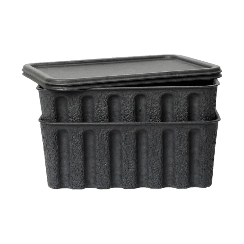 Ferm Living Aufbewahrungsboxen - Paper Pulp Box - Small - 2er - Set - Charcoal