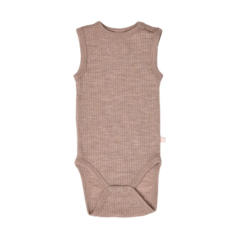 Smallstuff Ärmelloser Babybody - Größe 68 - Merinowolle - Soft Powder Melange
